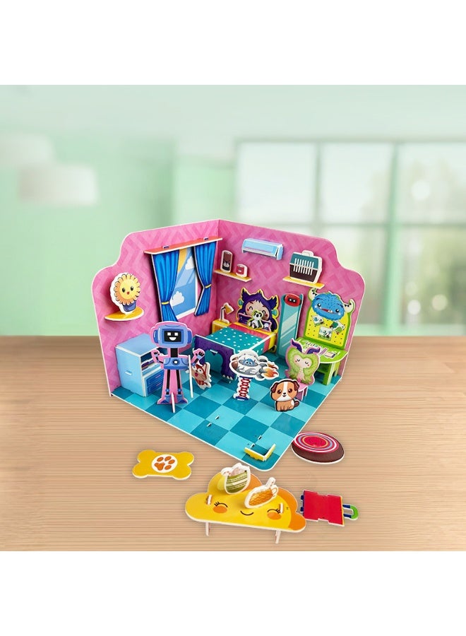 Capstro 3D DIY Paper House Puzzle – Creative Build-It-Yourself Room Puzzle for Kids | Hands-On Construction Play & Screen-Free Learning Activity – Bedroom Scene - Image 2